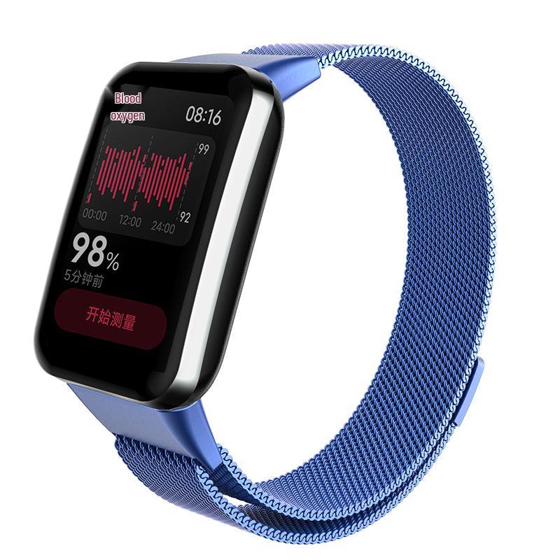 Compatible with Xiaomi Smart Band 7 Pro: Magnetic Three-Bead Buckle Milanese Stainless Steel Strap.