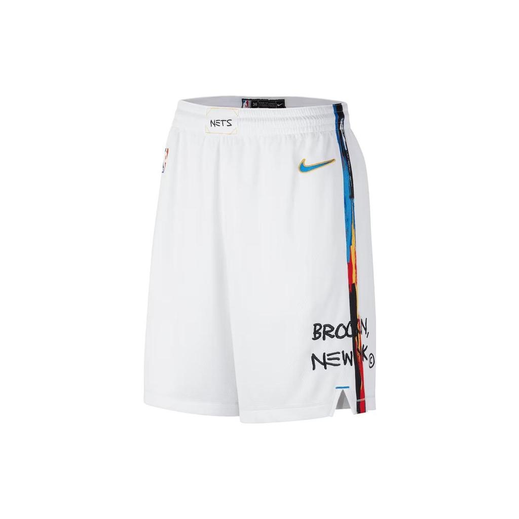 Nike NBA Graffiti Sportswear Basketball Shorts, Brooklyn Nets Fan Edition Men Bottoms White DO9649-100