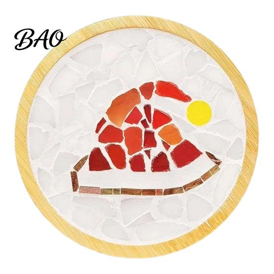 Dekoratives Untersetzer-Herstellungsset Weihnachten Mosaik DIY-Set, Festliches Kunst-Nikolaus-Kranz-Thema Starter-Set Schneemann-Muster, Fliesen-Basteln für Erwachsene, Handgemacht