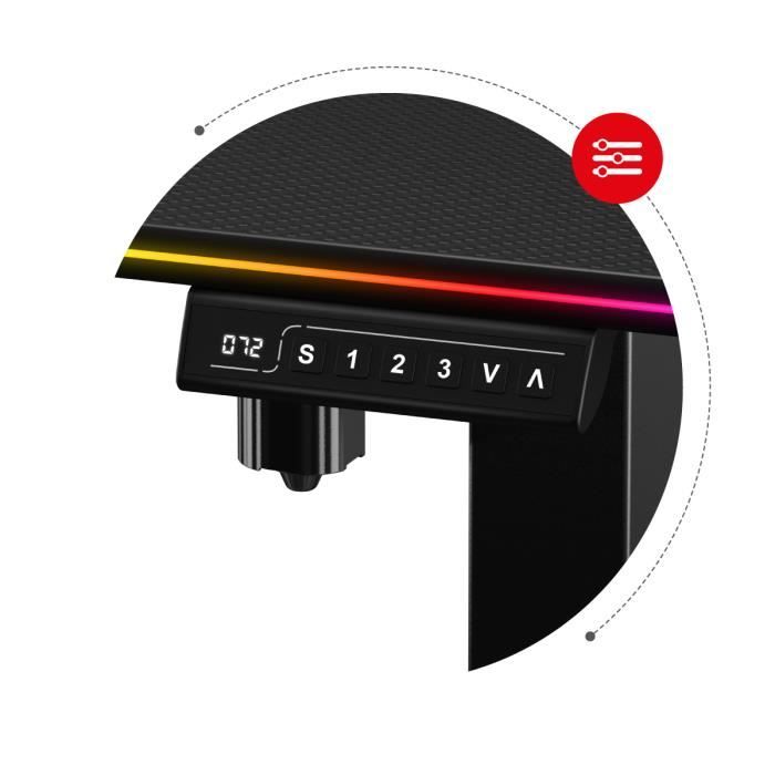 Bureau Assis Debout - HUZARO - HERO 8.2 - LED RGB - Ergonomique - 120x60cm