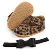 Baby Jungen Leopard PU Lederschuhe Weiche Sohle Kleinkinderschuhe + Stirnband Zweiteilig 0-18M