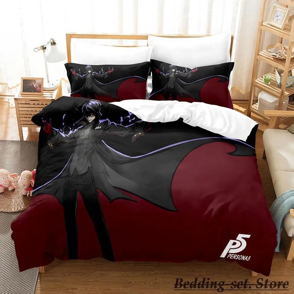 

Game Persona 5 Bedding Set Cartoon Anime three-piece set Adult Kid Bedroom Duvetcover Sets 3D Kawaii lit 2 personnes US Twin 173x218cm