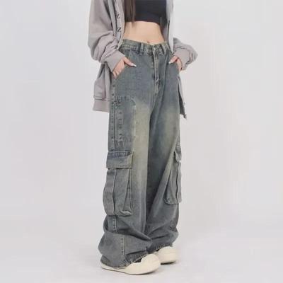 Jeans Retrô de Rua Lavados Americanos Retos - Corte Solto para Primavera e Outono