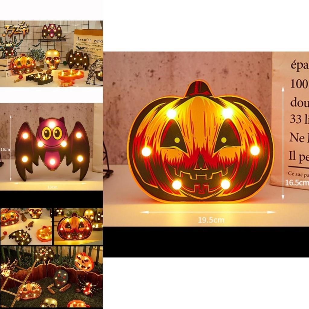 Colorful Halloween Decoration Led Lights Lantern With Bat Skull Pumpkin And Spider Designs