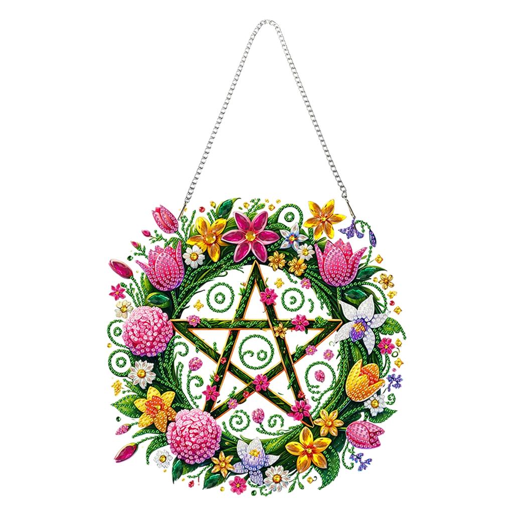 Acrylic Special Shape Flowers Light Rhinestone Diamond Art Pendants DIY Diamond Art Pendant Kit Diamond Painting Hanging Pendant