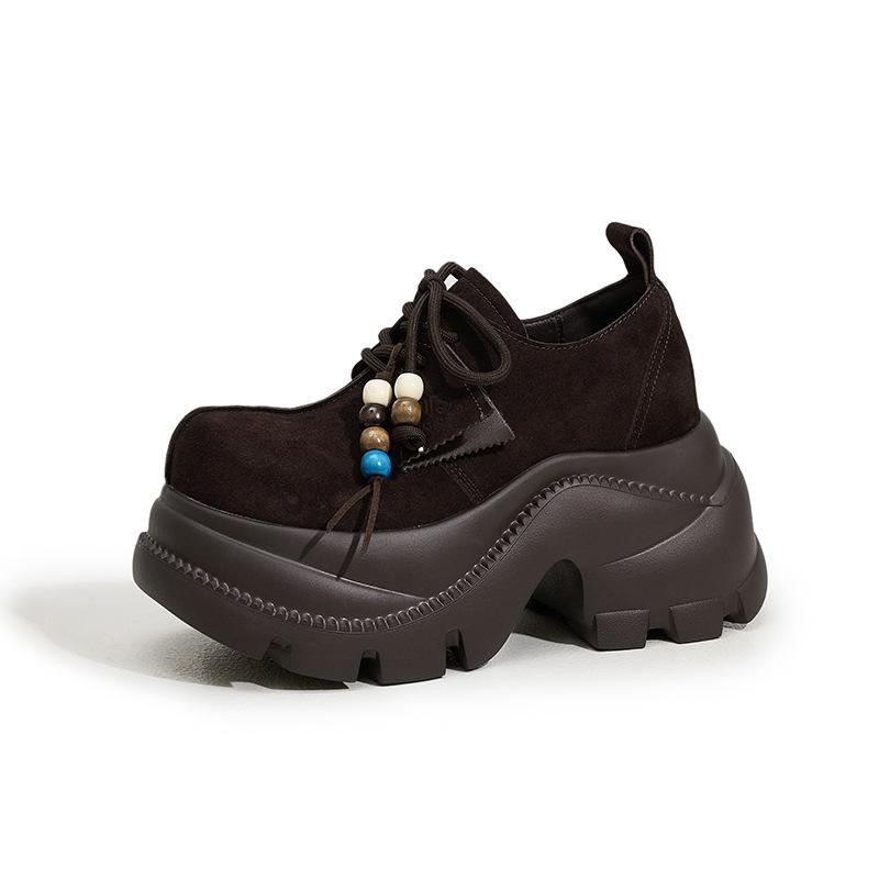 Boken Shoes Women's 2026 Spring and Autumn New Style Interior Height Increasing Women's Shoes Soft Bottom Versatile Le Fu Shoes