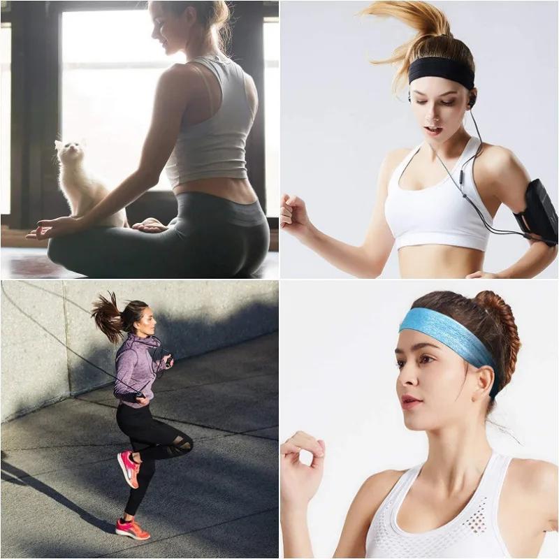 Outdoor Sports Headband Portable Fitness Hair Bands Man Woman Hair Wrap Brace Elastic Cycling Yoga Running Exercising Sweatband