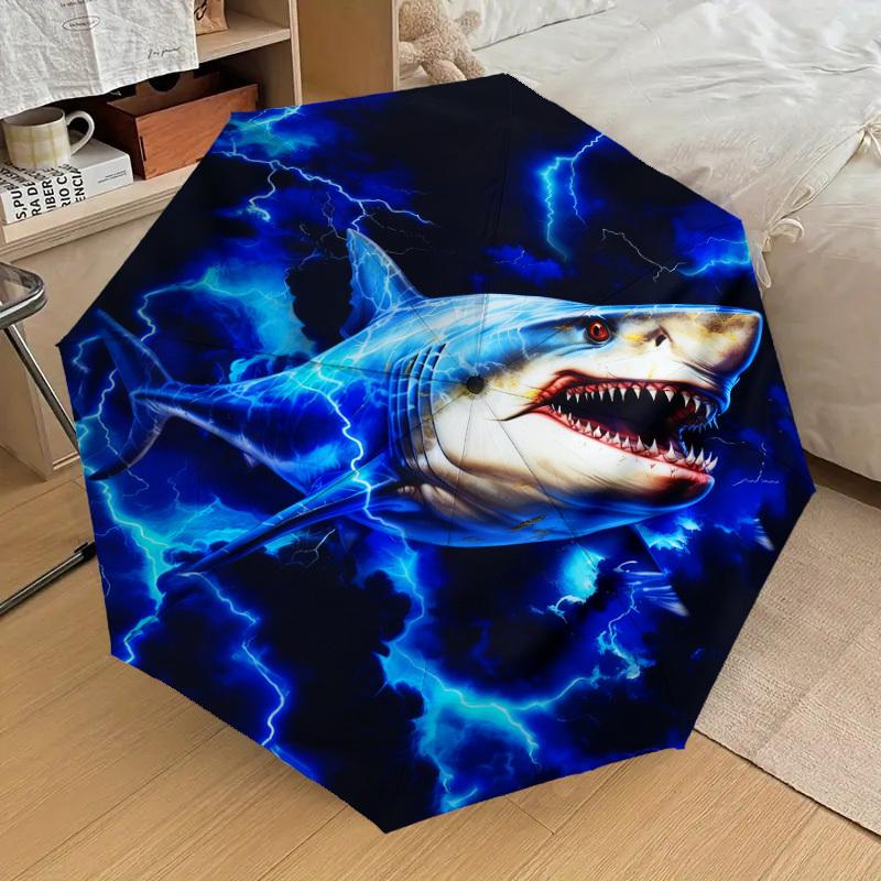 1pc Electric Shark Pattern Umbrella Design Automatic Opening and Closing Umbrella, High-quality Travel Umbrella,  C1128243