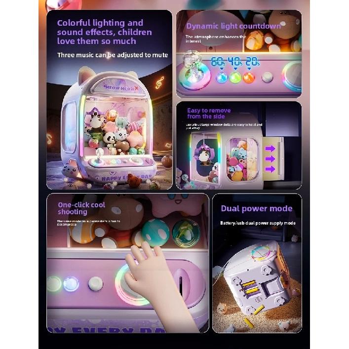 DIY Automatic Doll Machine Kids Coin Operated Play Game Mini Claw Catch Toys Crane Machines Music Doll for Christmas gifts