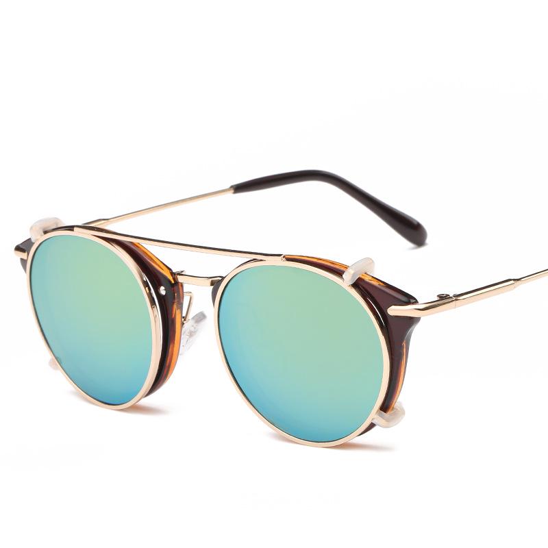 Occhiali da sole metallici a clip a doppio uso e lenti trasparenti per miopia (Modello Unisex 8937)