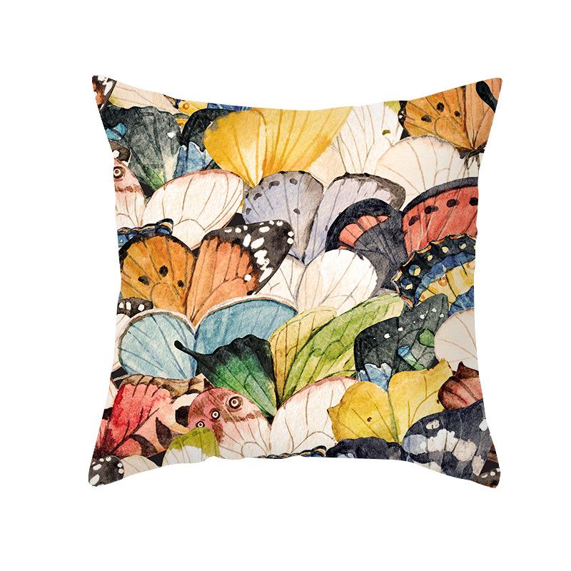 Colorful Butterfly Series Sofa Pillow Cover Nordic Peach Skin Print Office Cushion Pillow Cover Home