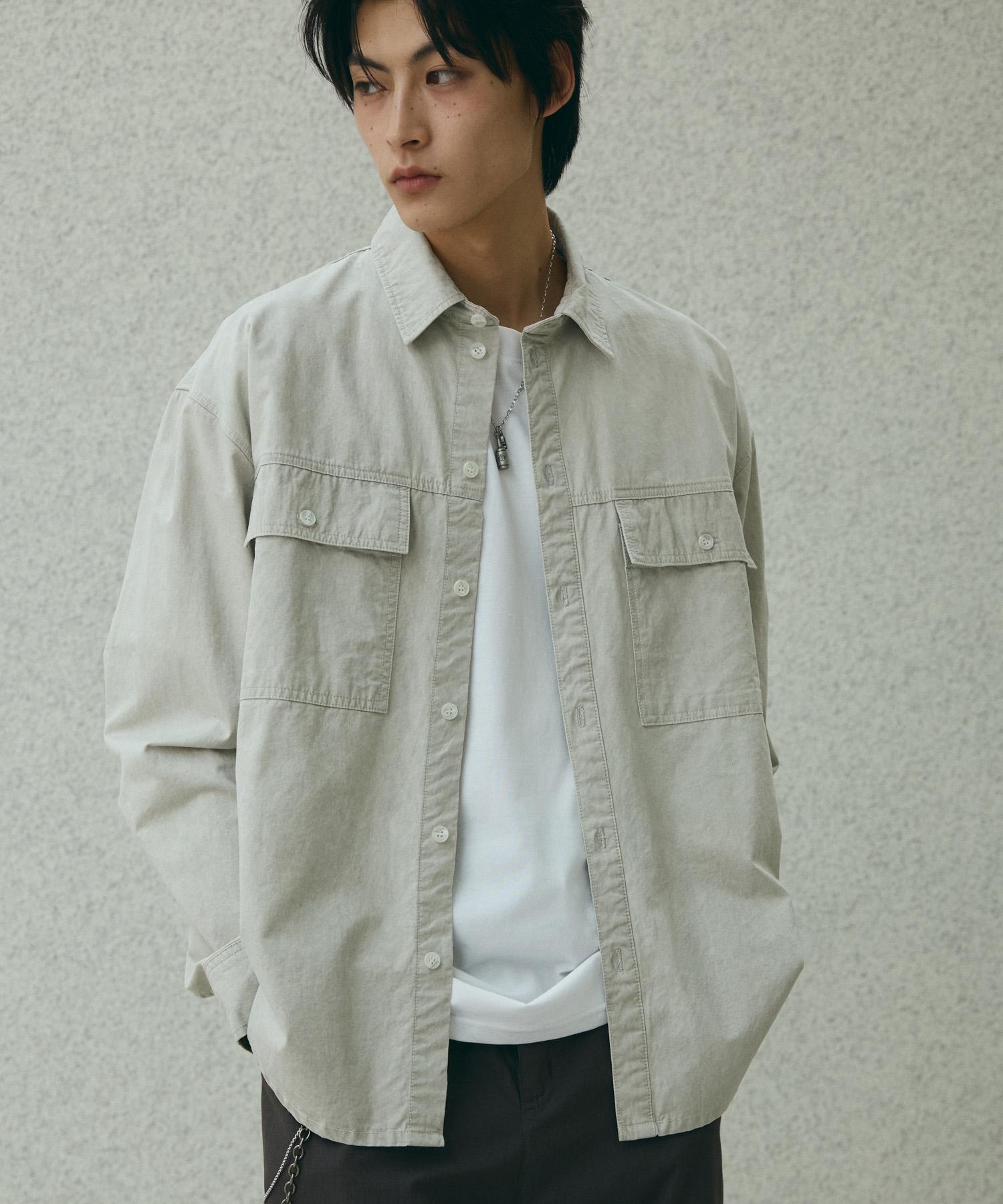 Divine Distance Square Pocket Washed Shirt [Light Gray] M