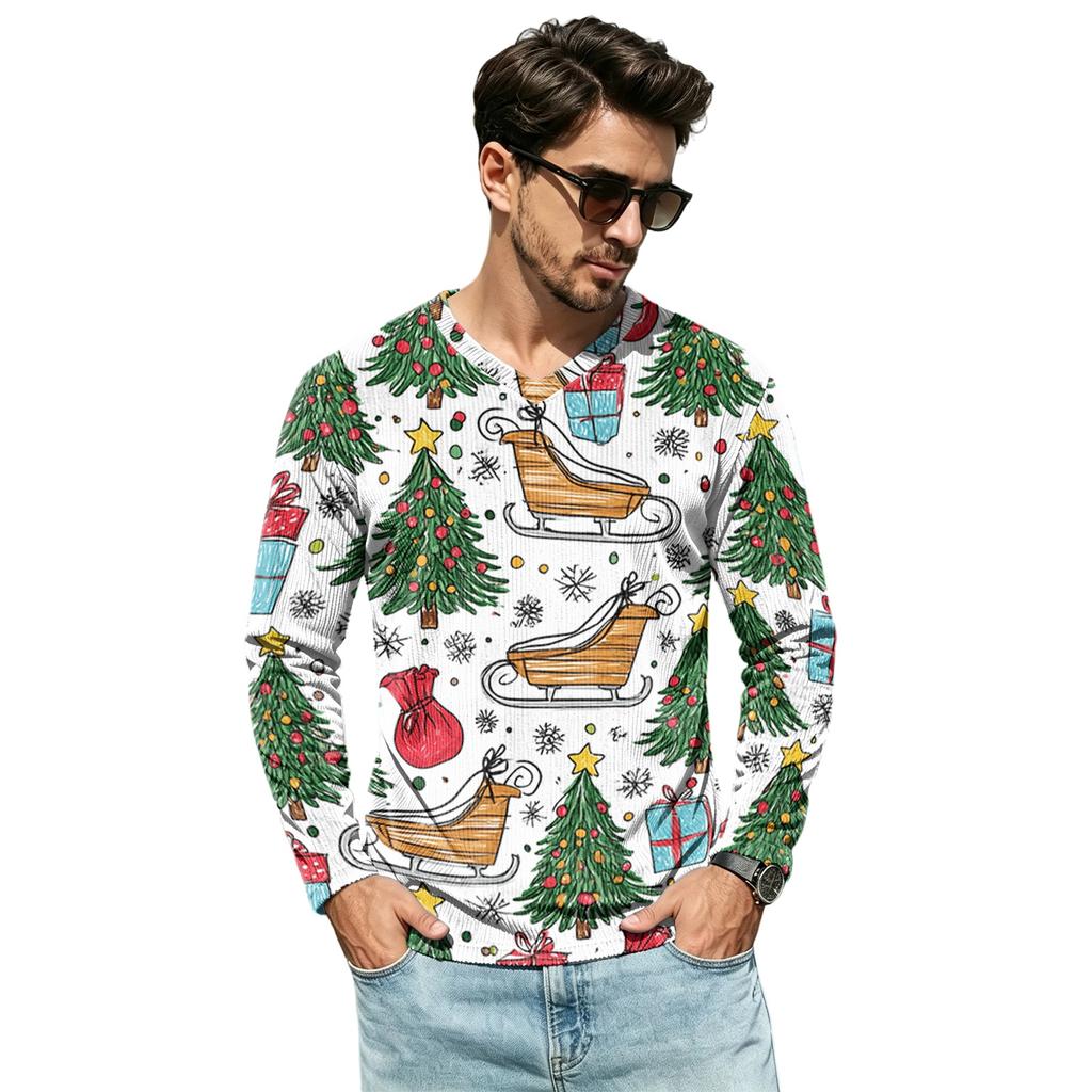 Men's Casual Loose Fit V-Neck Top