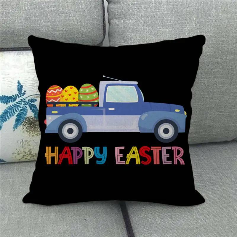 Easter Decor Pillow Covers 45x45cm Cartoon Bunny Eggs Printed Cushion Cover Spring Holiday Party Decorative Pillowcase for Couch