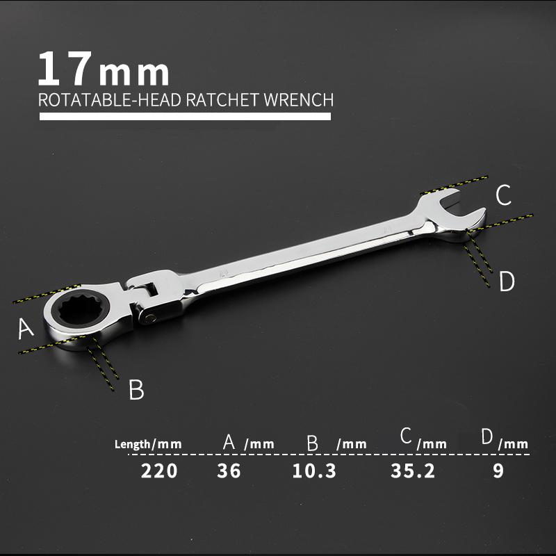 Activități multifuncționale Set chei cu clichet 180 de grade Chei flexibile cu cap deschis Unelte de mână pentru reparații auto Cheie combinată