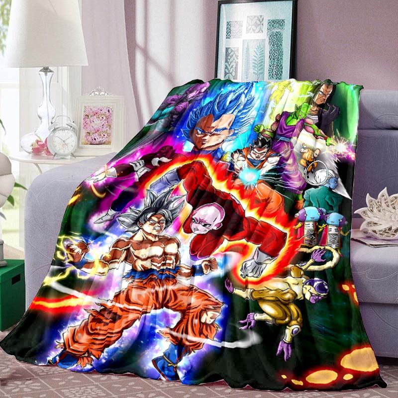 Dragon Ball Print Blanket Warm Comfortable Flannel Blanket for Bedrooms, Sofas, Beds, Chairs, Picnics, Travel -LXR18
