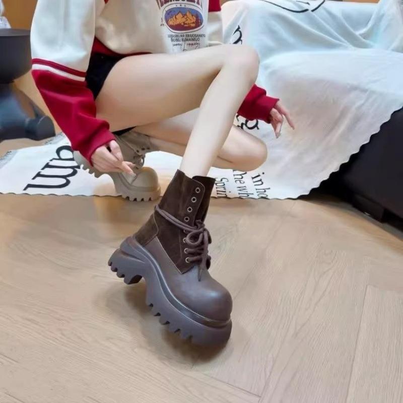 Fashion 2025 New Boots for Women Fashion Hot Sale Yellow Goth Platform Heels Wedge Women's Boots Casual Boots Size 42 Women's Shoes 325