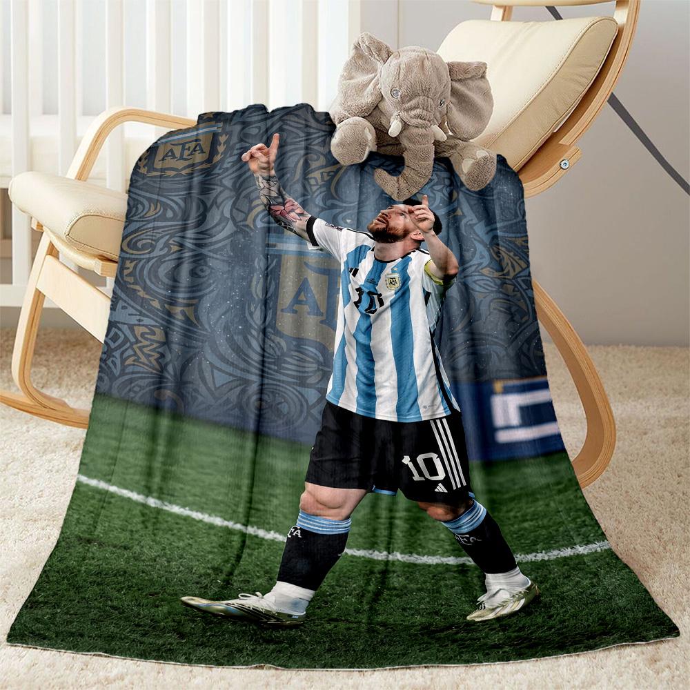 Messi 491 Blanket Comfortable Great for Bedding Seaside Livingroom Four Seasons Universal Digital Print Ideal Gift for Friends Family Couples Picnic