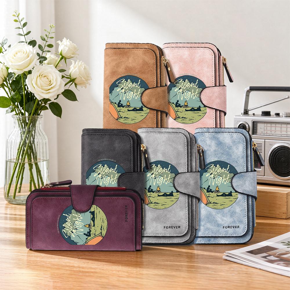 Retro Wallet with Camping Pattern