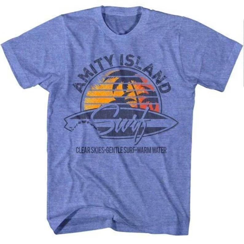 Jaws Men s Shirt Amity Island Surf Bite Retro Tees S