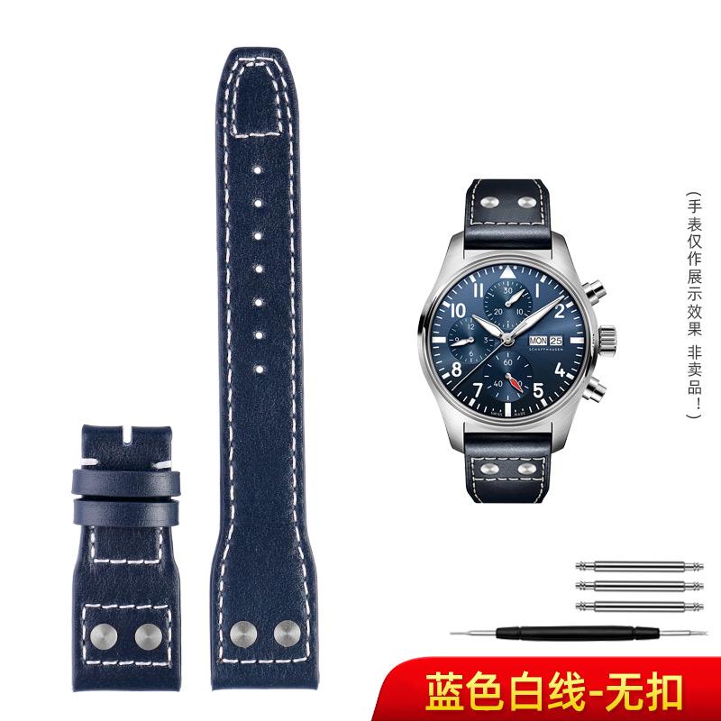 

20mm 21mm 22mm High Quality Genuine leather Rivets Watchband for IWC Big PILOT Spitfire Watch Cowhide Black brown blue Wristband 22mm