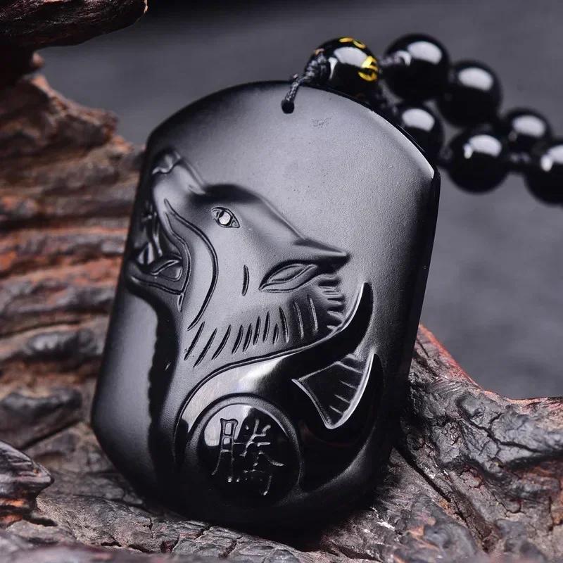 Obsidian Buddha Head Lucky Amulet Pendant Tathagata Buddha Blessing Necklace Religious Buddhist Jewelry Men and Women Gifts