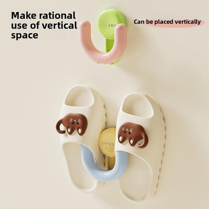Suction Cup Slippers Rack Vacuum Press Strong Punch-free Hook Bathroom Door Suction Cup Sticky Hook Slippers Rack