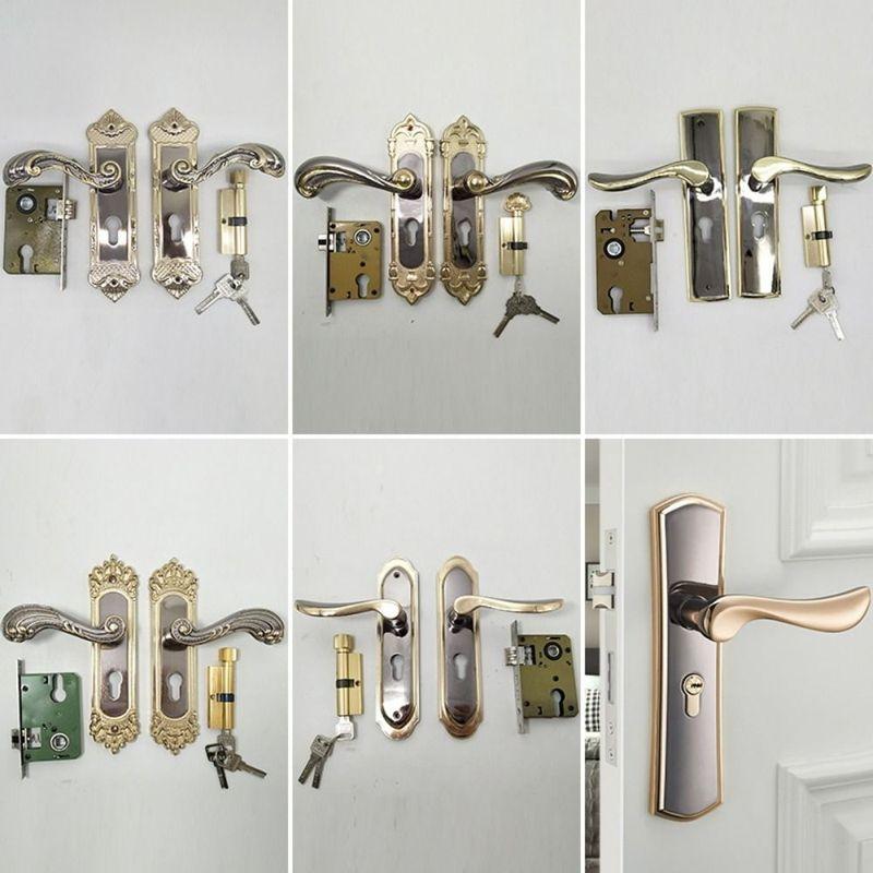 European Style Bedroom Interior Door Lock Easy Install Vintage Door Handle Lock Set with 3pcs Keys Anti-Theft Gate Lock