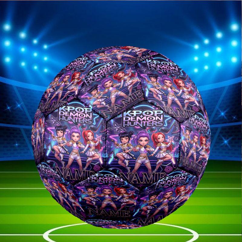 Custom Name Personalized Kpop Demon Hunter Print Size 5 Soccer Ball Training & Match Football, for Team, Kicking, Gift for Football Enthusiasts