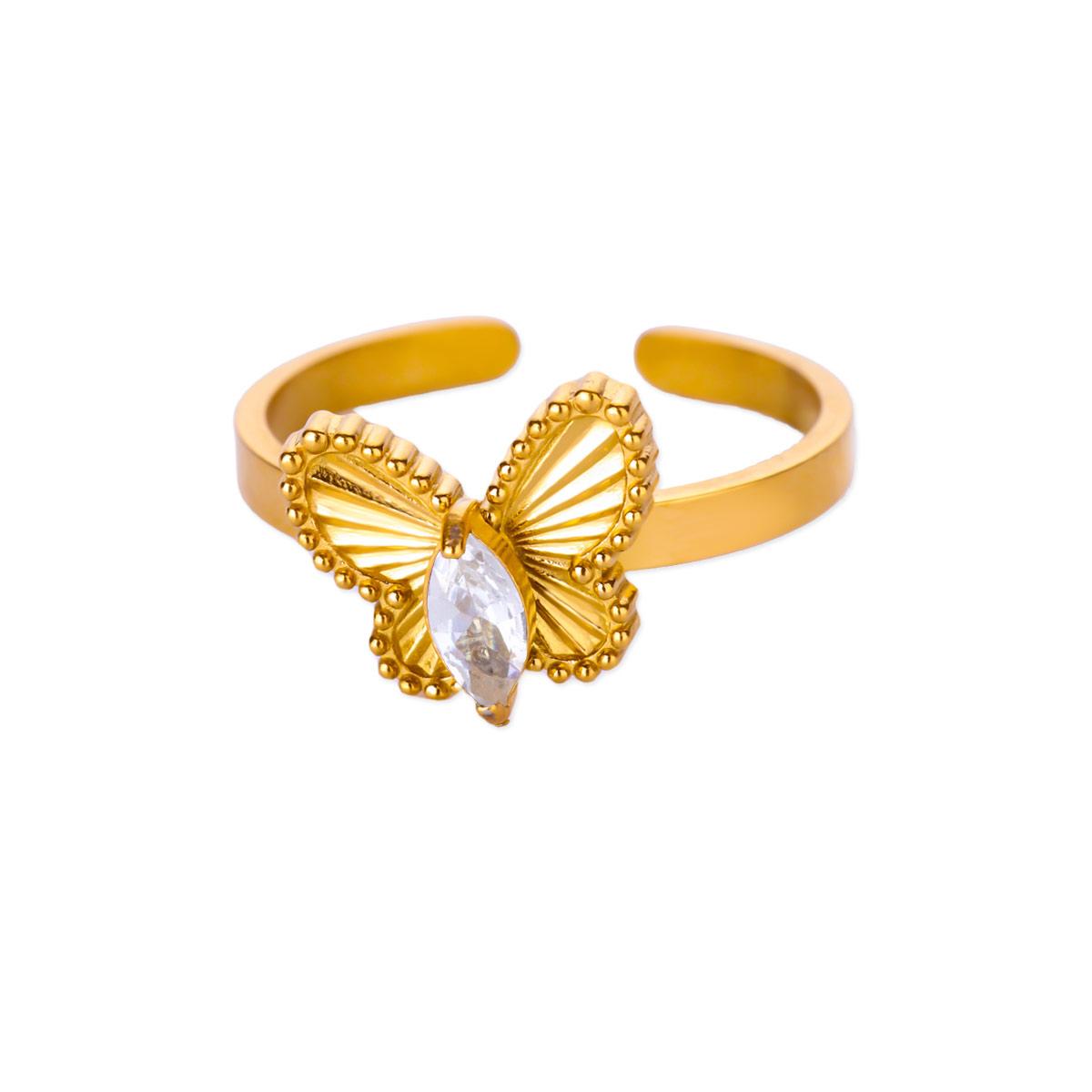 

Кільця-метелики з цирконами для жінок, золотистого кольору, з нержавіючої сталі, крапля води, метелик, регульоване кільце, весільний, різдвяний ювелірний подарунок resizable