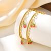 Dainty Double-layer Strawberry Cherry Accessories Bracelet,Women's Stainless Steel Gold Plated Bracelets,Cute Jewelry Gift