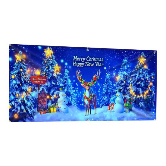 UV-aktivert julegarasjeportdeksel Fluorescerende 2D Flatt juleportbanner Opplyst høytidskartoonbakgrunn for jul Innendørs utendørs veggdekor