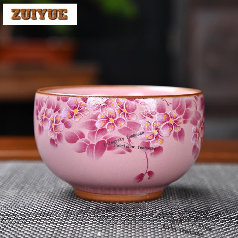 150ml Ru Kiln Cracked Glaze Teacup Aesthetic Tea Bowl Tea Pair Tea-tasting Personal Cup Jianzhan Master Cups Cha Supplies Craft
