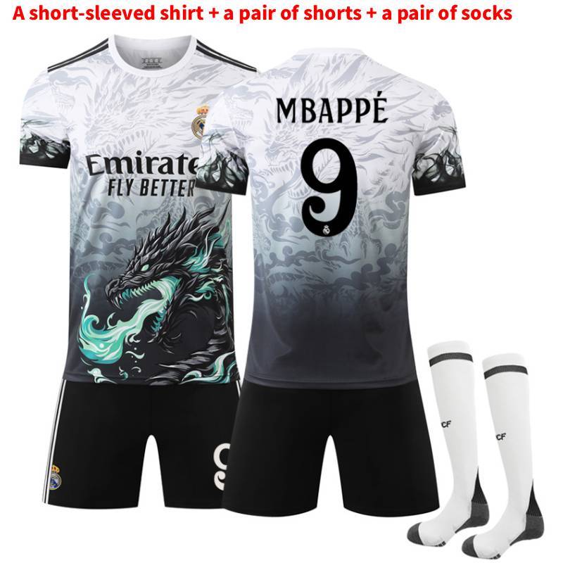 Real Madrid No 9 Dragon Pattern Football Jersey With Polyester Fabric For Soccer Fans