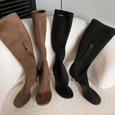 Mode 2025 Neue Sommerstiefel Fischmaul Clip Zehen Mittelstiefel Modische Dünne Hohe Ferse Seitenreißverschluss Damen Hoher Schaft Cooler Stiefel Sandalen