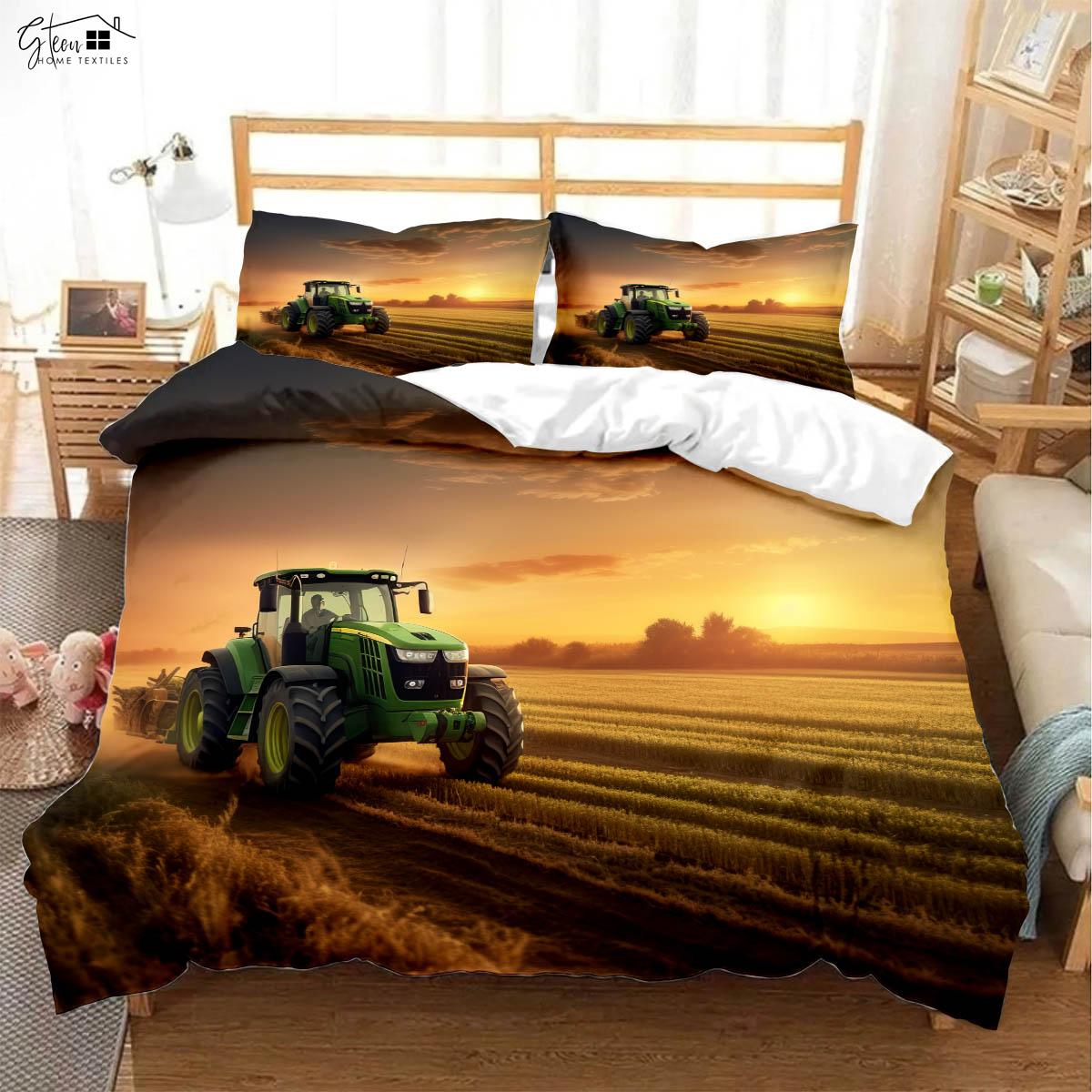 

Комплект постельного белья с принтом Farm Cool Tractor 3D, пододеяльник, наволочка, комплект из трех предметов, 100% полиэстер EU 135x200cm 2PCS