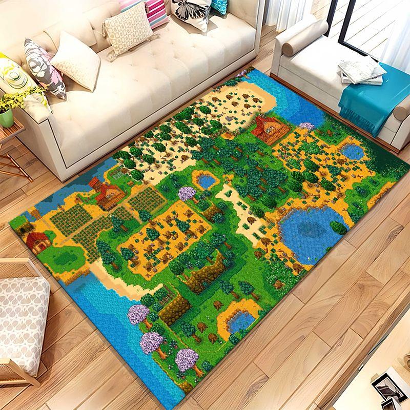 Retro Stardew Valley Farm Game Cartoon Living Room Non-Slip Area Rug Soft Carpet for Bedroom Playroom Sofa,Home Decor Doormat