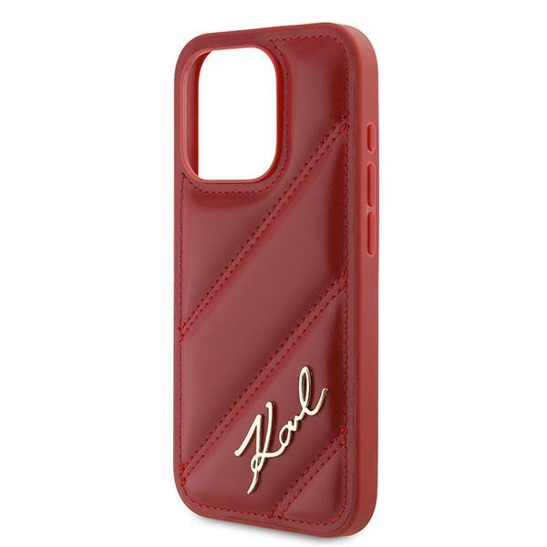 Karl Lagerfeld Klhcp15Lpqdsmgr Iphone 15 Pro 6.1 Czerwony/Red Hardcase Diagonal Quilted Script