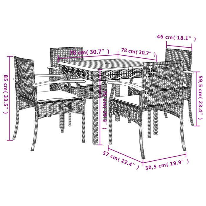 VidaXL Garden Dining Set with Cushions 5 Pcs, Patio Table and Chair, Patio Furniture, Outdoor Furniture, 3213570