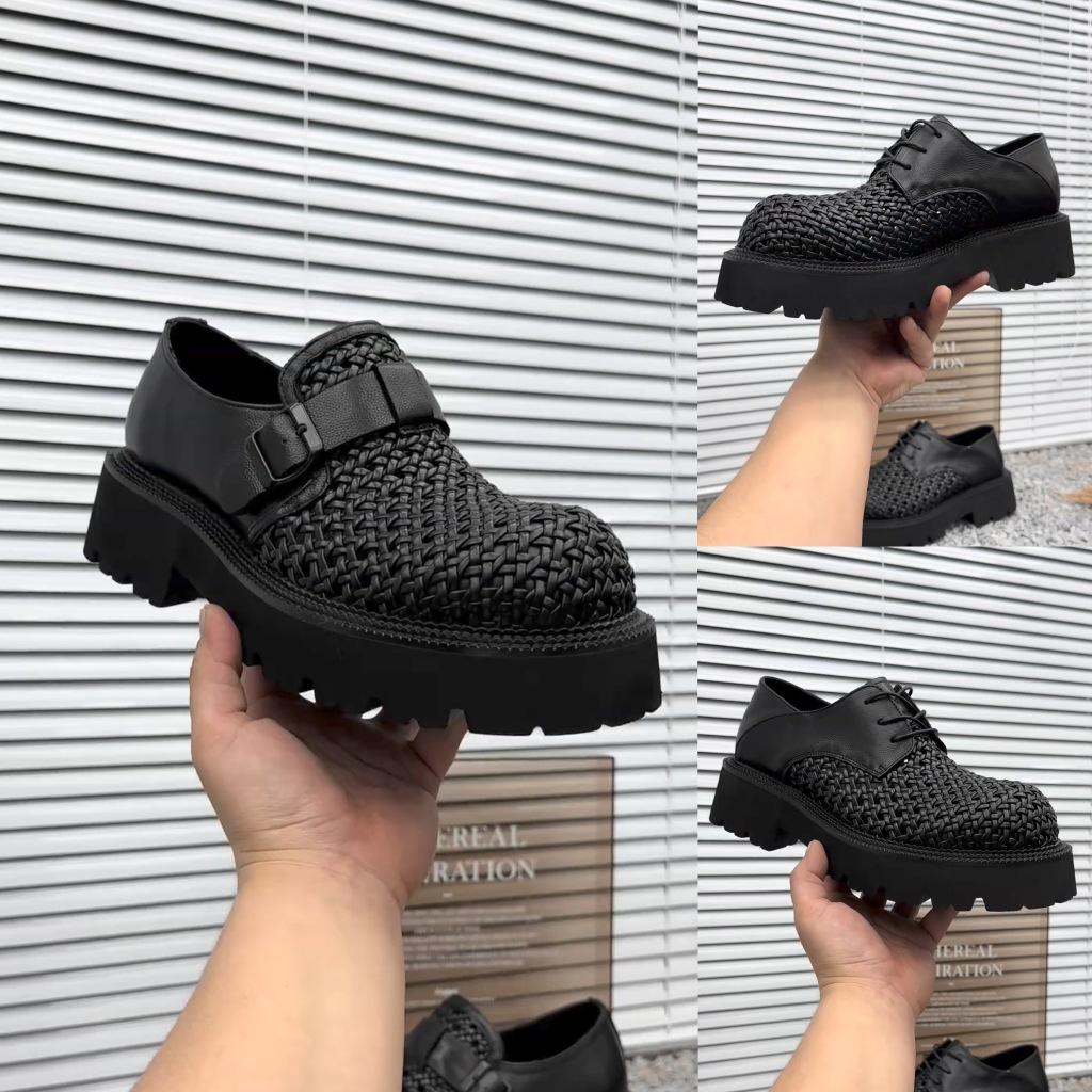 New men's pure leather casual and comfortable woven men's shoes high quality fashion versatile handsome advanced sense support ciphertext