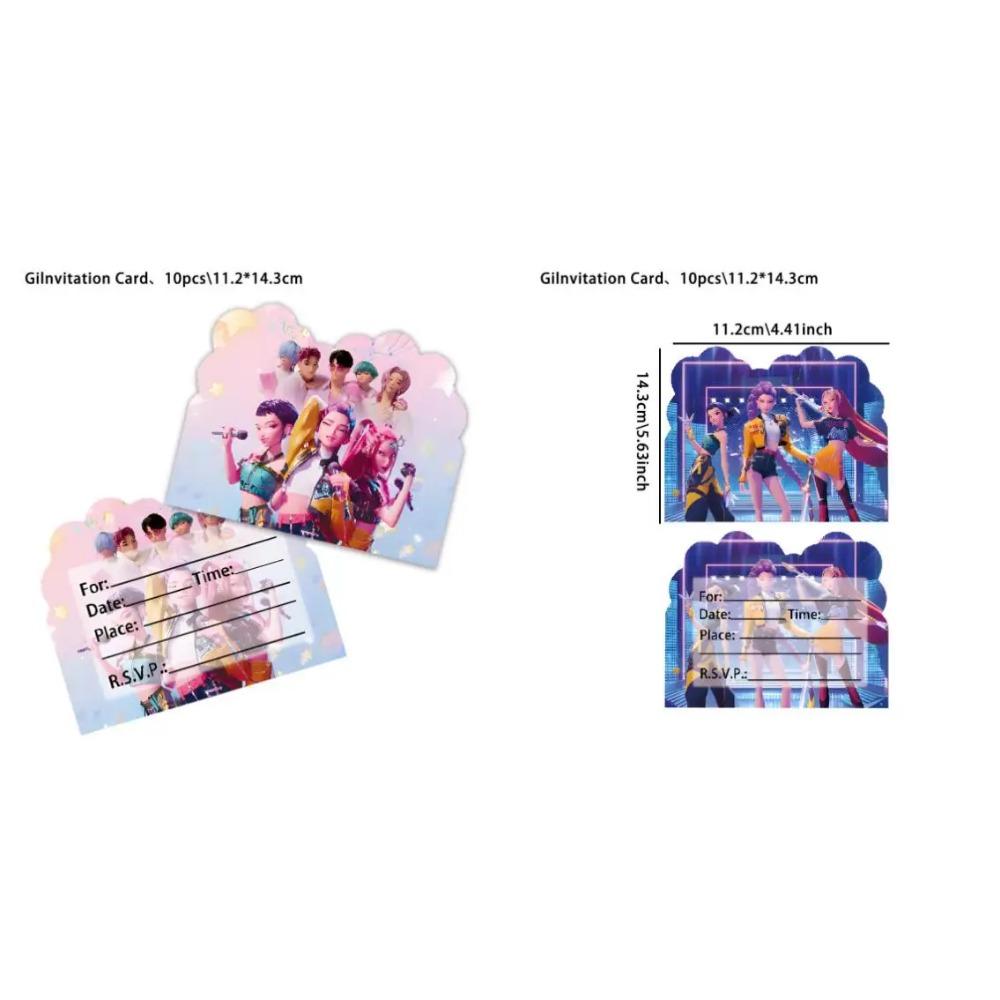 KPop Demon Hunters Party Invitation Card Anime Kids Birthday Greeting Card Single-Page Invitation Card Party Decoration gift