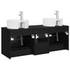 Bathroom Cabinet Set 3 Pcs. Black 129 X 44.5 X 82 Cm