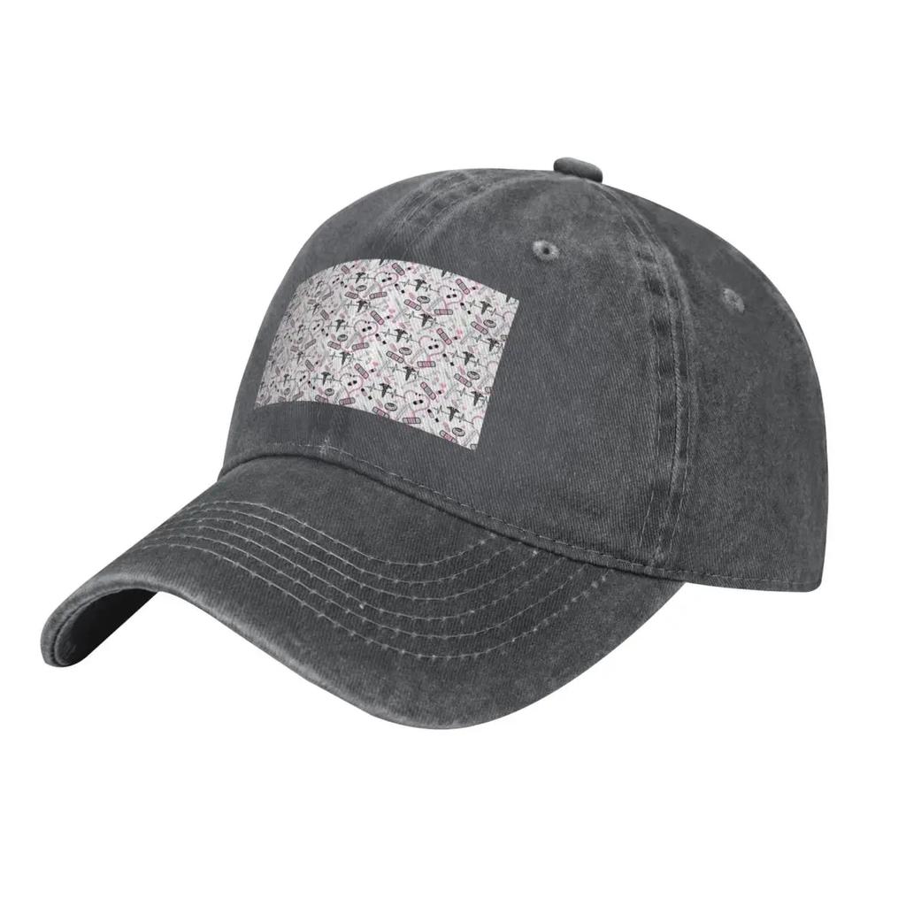 Cute Stethoscope Nurse Doctor EKG Pattern Baseball Caps Denim Hats Adjustable Casquette Streetwear Baseball Cowboy Hat