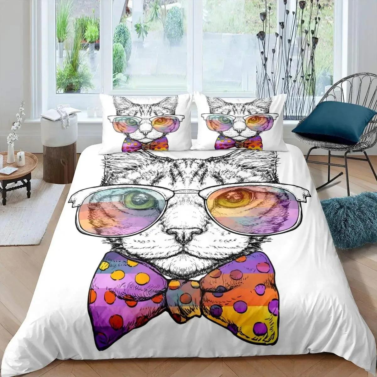 

Комплект пододеяльника «Черный кот» Кошачьи постельные комплекты Мультяшный царапающий стену кот Комплект чехла для одеяла Милые животные Покрывало для одеяла размера «Квин» 70x133cm