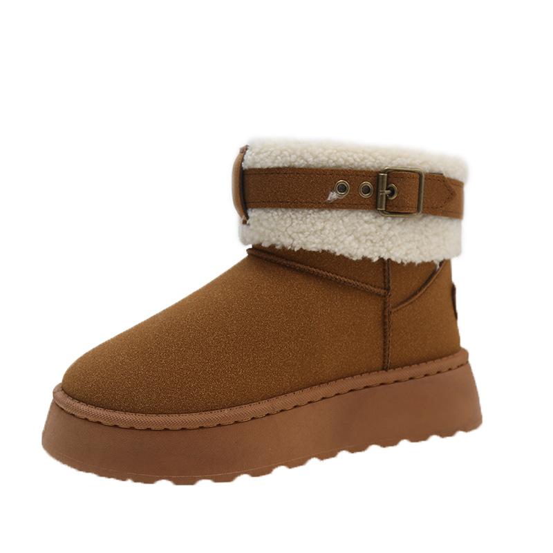 

Женские замшевые зимние ботинки больших размеров, повседневные, короткие, из бисквита, на толстой подошве, из хлопка, меха, плюша, бархата, размеры 36-41 37 коричневый