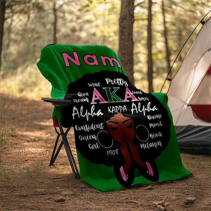 Personalized Custom Name Blanket - Alpha Kappa Alpha logo Print Design,Blanket for Sofa,Bed,Travel,Camping - Soft and Warm, Great Gift