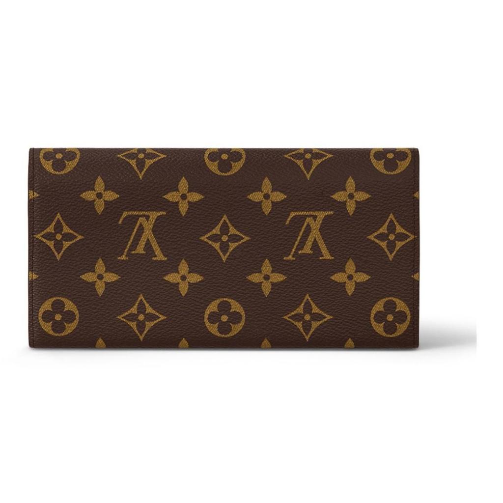 Louis Vuitton Emilie Buchstabenlogo Print Druckknopfverschluss Canvas Patchwork Lederbesatz Geldbörse Damen rosarot