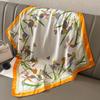 Elegant Skinny Silk Square Scarf Women Floral Print Foulard Neckerchief Head Hijab Bandana Bag Ribbon Lady Soft Satin Hairband