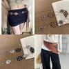 Beaded Waist Belt With Metal Chain And Silk Scarf For Daily Fashion