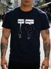 Unisex Black Tee Stick Figure Wait What Text Graphic Print Short Sleeve Loose Casual Summer Street Basic Top For Male Daily Wear